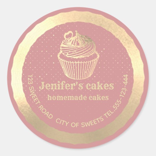 Sticker Rond Gâteaux et gâteaux faits maison en or (Devant)
