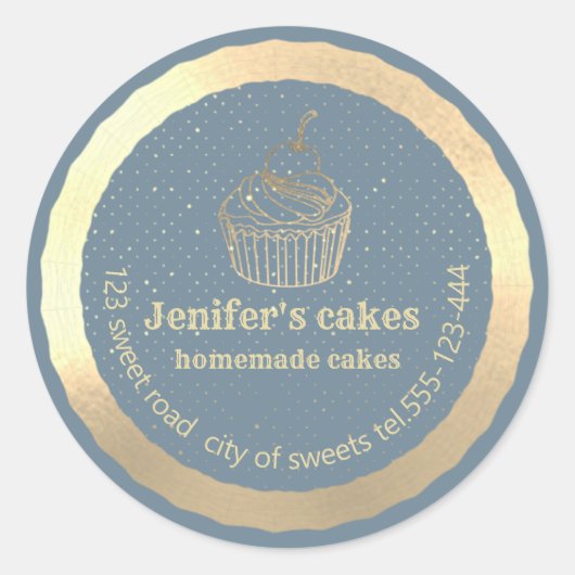 Sticker Rond Gâteaux et gâteaux faits maison en or (Devant)