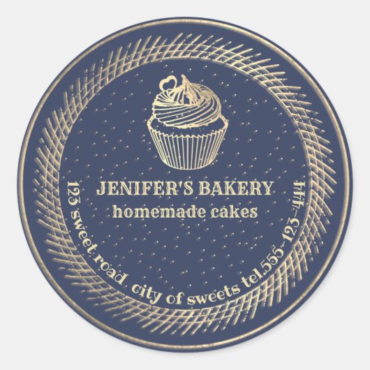 Sticker Rond Gâteaux et gâteaux faits maison en or (Devant)