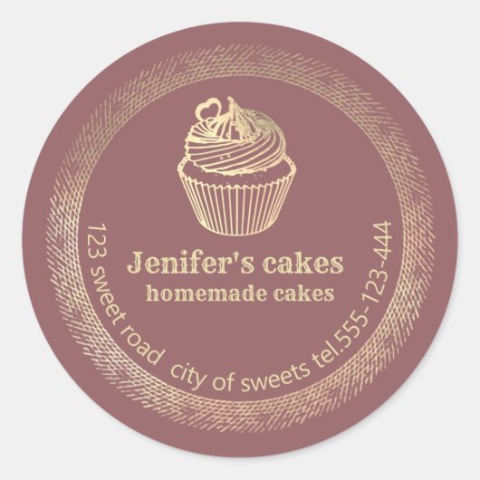 Sticker Rond Gâteaux et gâteaux faits maison en or (Devant)