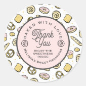 Sticker Rond Gâteaux sucrés mignonettes Motifs cuits avec amour (Devant)