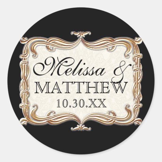 Sticker Rond Gatsby Art Déco Nouveau dentelle Faux Gold Tulip (Devant)