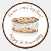 Sticker Rond Gaufrette de glace sucrée Joyeux 1er anniversaire  (Devant)