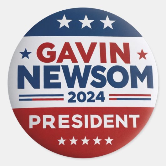 Sticker Rond Gavin Newsom pour le président (Devant)