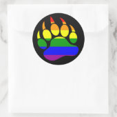 STICKER ROND GAY BEAR FIDE RAINBOW BEAR PAW NOIR (Sac)