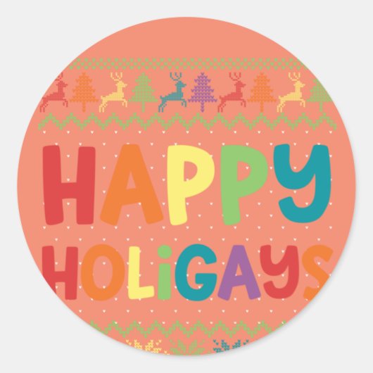 Sticker Rond Gay Christmas Funny LGBT Happy Holigays Rainbow (Devant)