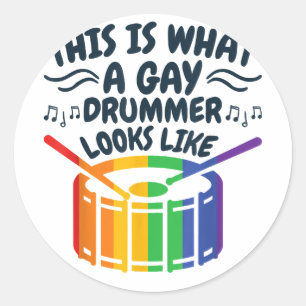 Sticker Rond Gay Drummer Drummer Mois Gay pride LGBTQ Rainbow