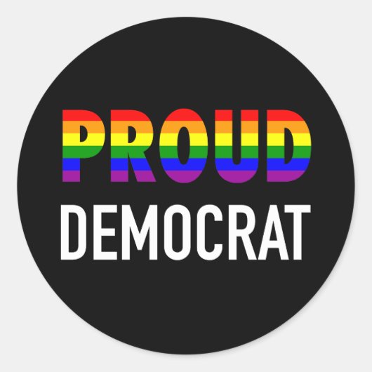 Sticker Rond Gay Fier Démocrate (Devant)