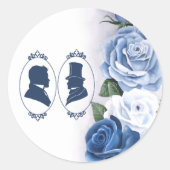 Sticker Rond Gay Grooms Regency Roses bleus (Devant)