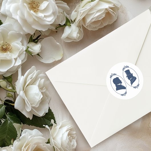 Sticker Rond Gay Grooms Regency Roses bleus