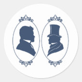 Sticker Rond Gay Grooms Regency Roses bleus (Devant)