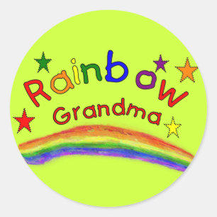 Sticker Rond Gay Lesbian "Rainbow Grandma"