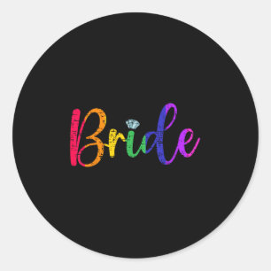 Sticker Rond Gay Lesbienne Lgbt Mariage Mariée Tee Bachelore