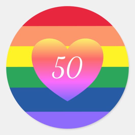 Sticker Rond Gay pride 50 Fabuleux Anniversaire Rainbow Classic (Devant)