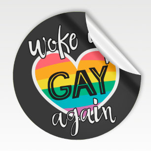 Sticker Rond Gay pride amusant lgbtq réveillé gay à nouveau arc