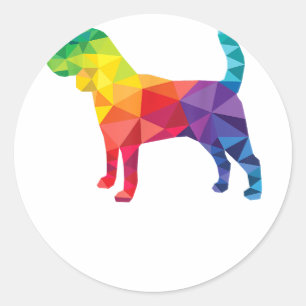 Sticker Rond Gay pride beagle LGBT LGBTQ Amoureux des chiens du