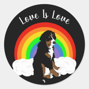 Sticker Rond Gay pride Bernese Mountain Dog sur mesure