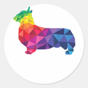 Sticker Rond Gay pride de Corgi LGBT Amoureux de les chiens du