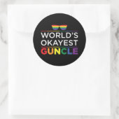 Sticker Rond Gay pride de mondes Gayest Guncle (Sac)