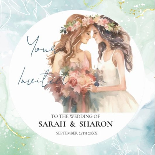 Sticker Rond Gay pride Elegant Blush Mariage