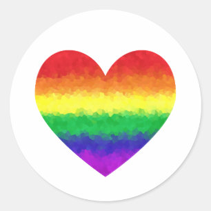 Sticker Rond Gay pride Géométrique Rainbow Heart LGBT Love