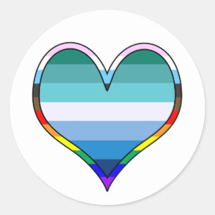 Sticker rond gay pride Heart Classic