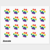 Sticker Rond Gay-Pride-Paw-Print (Feuille)