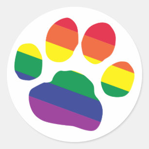 Sticker Rond Gay-Pride-Paw-Print