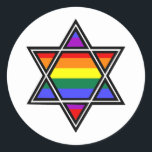 Sticker Rond Gay pride personnalisable Rainbow Star de David<br><div class="desc">Gay pride personnalisable Rainbow Star de David</div>