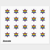 Sticker Rond Gay pride personnalisable Rainbow Star de David (Feuille)