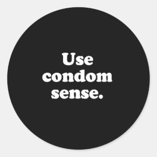 Sticker Rond Gay Words utiliser condom sense white