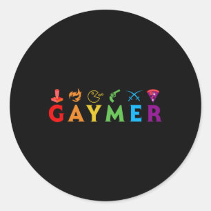 Sticker Rond Gaymer Drôle Fierté Lgbt Gay Joueur Amoureux De Je