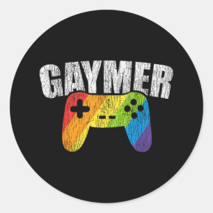 Sticker Rond Gaymer Rainbow Drapeau Jeu Lesbienne Gay Bisexual 