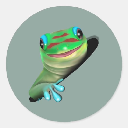 Sticker Rond Gecko dans un trou (Devant)