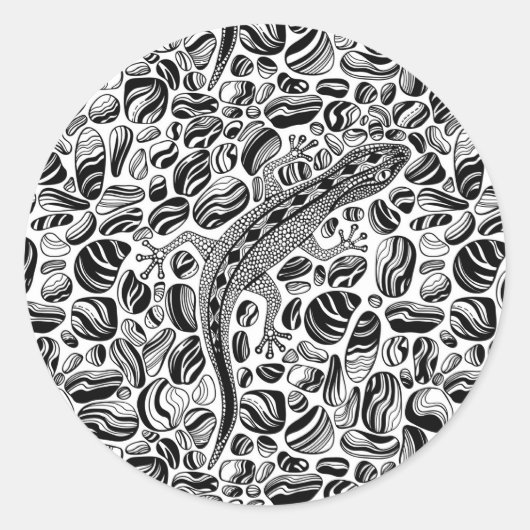 Sticker Rond Gecko et galets (Devant)