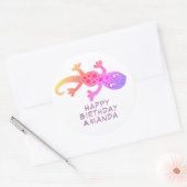Sticker Rond Gecko Gecko Lizard Rainbow Girls Anniversaire (Enveloppe)
