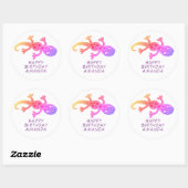Sticker Rond Gecko Gecko Lizard Rainbow Girls Anniversaire (Feuille)