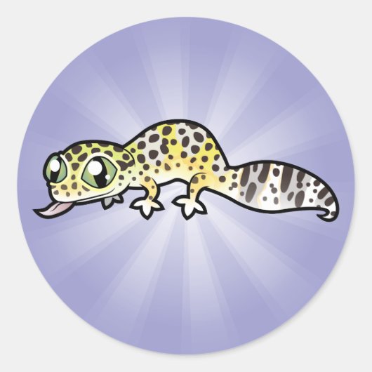 Sticker Rond Gecko léopard de dessin animé (Devant)