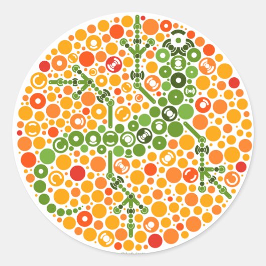 Sticker Rond Gecko sans fil, test de perception des couleurs (Devant)