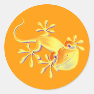 Sticker Rond Gecko souriant - orange