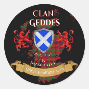 Sticker Rond Geddes Scottish Family Clan Moyen Age Mischief