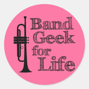 Sticker Rond Geek de bande de trompettes