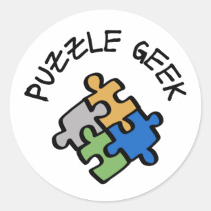 Sticker Rond Geek de puzzle