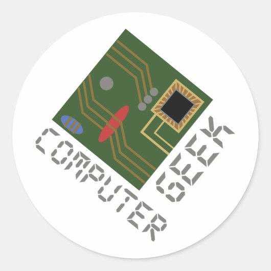 Sticker Rond Geek informatique (Devant)