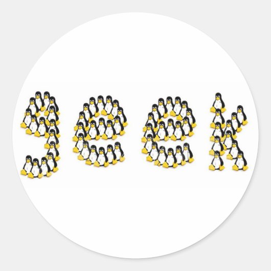 Sticker Rond Geek Linux Tux (Devant)