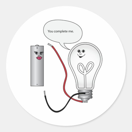 Sticker Rond Geek Love You Complete Me Circuit électrique (Devant)