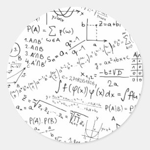 Sticker Rond Geek mathématique, Motif de résolution de problème