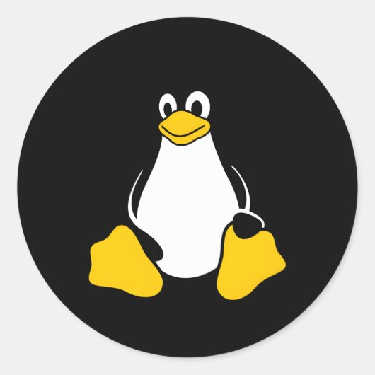 Sticker Rond Geek Nerd Linux Tux Penguin Open Source (Devant)