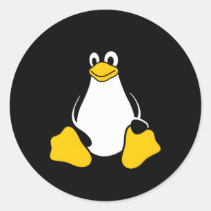 Sticker Rond Geek Nerd Linux Tux Penguin Open Source