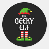 Sticker Rond Geeky Elf Family Matching Group Christmas Geek (Devant)